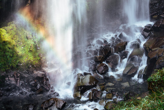 Narada Falls with Rainbow at Mt Rainier National Park