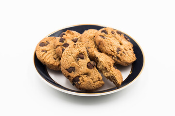 Some cookies in front of white background