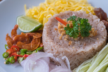 Rice with shrimp paste, food of Thailand