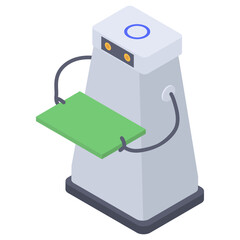 
Humanoid robot assistant icon in isometric design 
