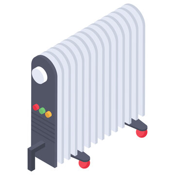 
Icon of electric radiator in isometric design.
