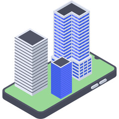 
Smart city architecture isometric icon 
