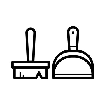 black brush and dustpan cleaning tools clip art preview