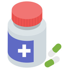 Obraz premium Medicine container, isometric icon design 
