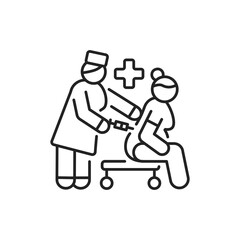 Individual anesthesia for pregnant women black line icon. Pictogram for web, mobile app, promo. UI UX design element