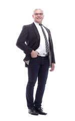 in full growth. a successful business man with glasses