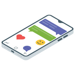 
Isometric vector design of mobile chat icon.
