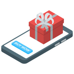 
Isometric icon in online present 
