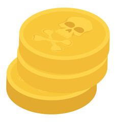 
Skull coin, isometric vector design 
