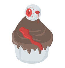 
Isometric icon of halloween cupcake 
