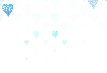 Light BLUE vector backdrop with sweet hearts.
