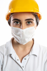 female worker wearing protective face mask