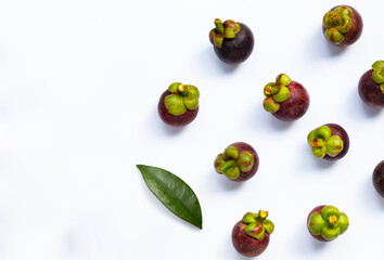 Mangosteen on white background.