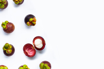 Mangosteen on white background.