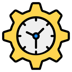
Gears with clock, flat style of time management icon
