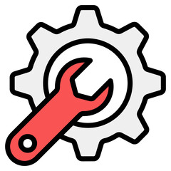 
Gear with spanner, technical tools icon
