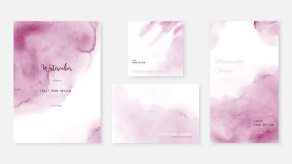 Creative abstract template background set with pink watercolor stains