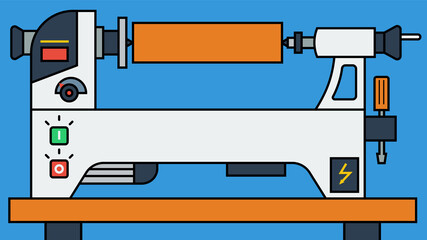 Obraz premium Lathe. Lathe machine. Vector illustration. Woodworking. 