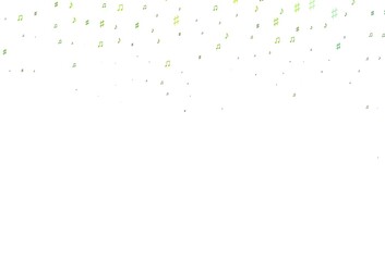 Light Green vector background with music symbols.