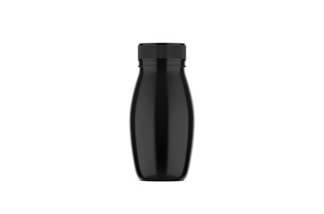 Black milk bottle mockup template on isolated white background, 3d illustration