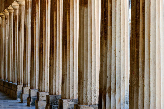 Neo-classicistic columns in the centre of Corfu town square