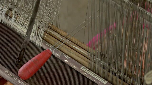 Close up of pashmina making traditional process, Pashmina, Nepal