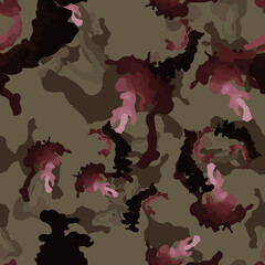 Urban camouflage of various shades of brown, red and pink colors