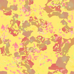 Desert camouflage of various shades of red, pink, yellow and brown colors