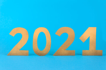 Numeral 2021 on a blue background.