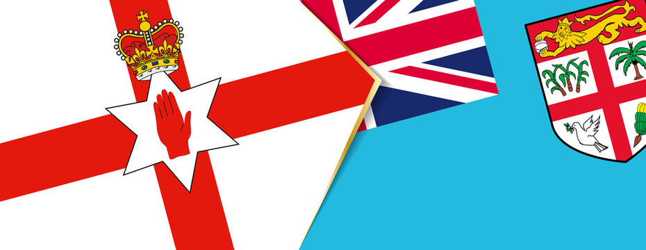 Northern Ireland and Fiji flags, two vector flags.