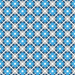 Vector seamless pattern texture background with geometric shapes, colored in blue, grey, white colors.
