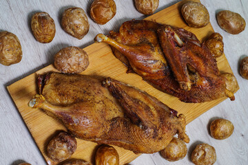 Crispy baked duck with potatoes