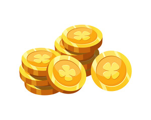 Coins for the game interface. Golden cartoon coins.