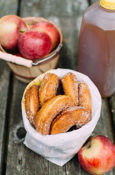 apples, cider, and doughnuts from an orchard