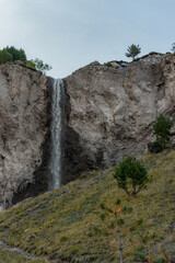 Scenic Caucasus mountains waterfall