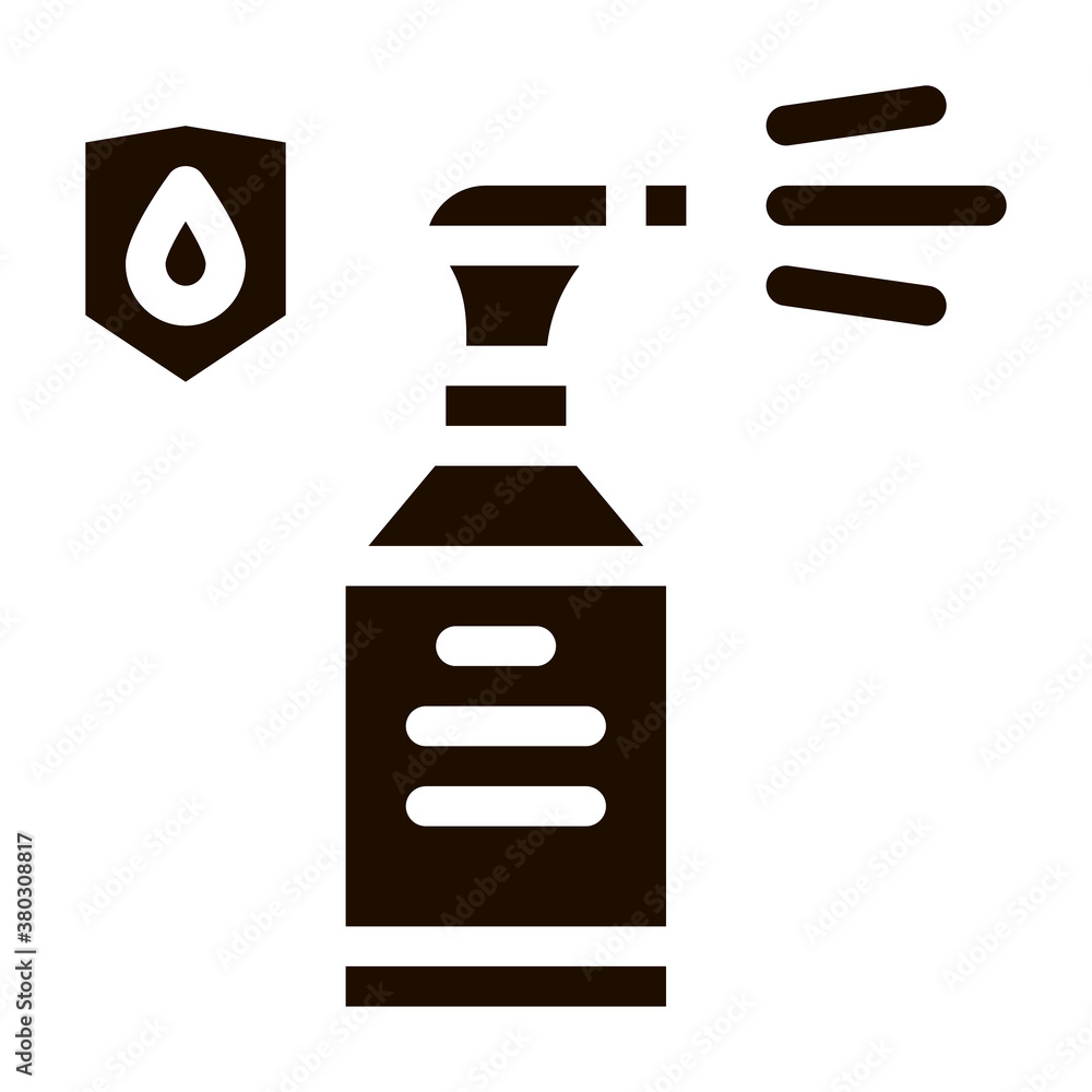 Canvas Prints Waterproof Material Spray Vector Icon. Waterproof Material Plastic Detergent Bottle, Industrial Use Pictogram. Clothes, Moisture Absorbing Substance Contour Illustration