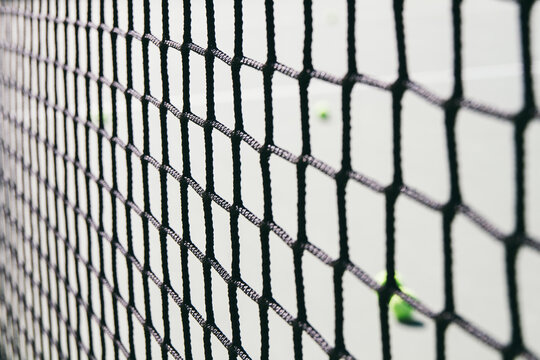 Tennis net in a tennis court