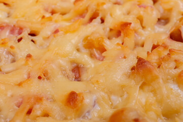 Cheese pizza, macro shot.