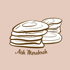 Hand-drawn Aish Merahrah bread illustration