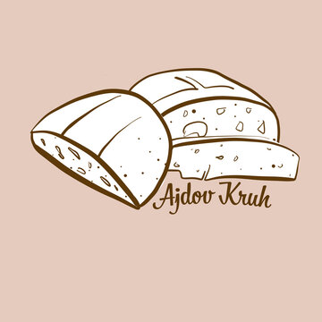 Hand-drawn Ajdov Kruh bread illustration