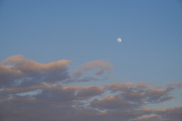 Clouds in the evening sky. Twilight sky as background.