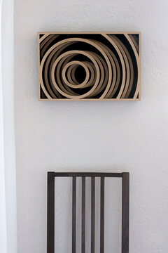 3-dimensional wall sculpture of concentrical circles of modern art