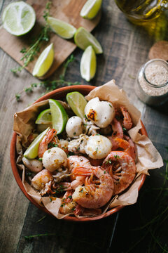 Roasted shrimp and cuttlefish