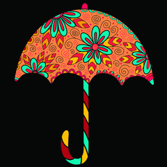 colorful umbrella on the black background
