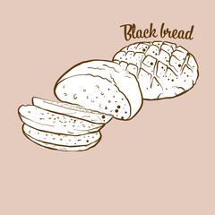 Hand-drawn Black bread bread illustration