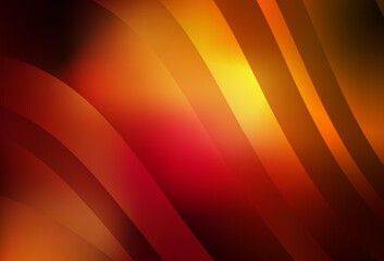 Dark Red, Yellow vector texture with curved lines.