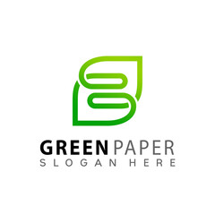Green Paper Clip Logo Design Vector Illustration Template