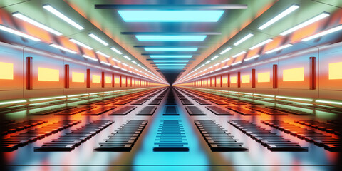 Fototapeta premium Spaceship gangway interior