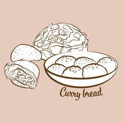 Hand-drawn Curry bread bread illustration