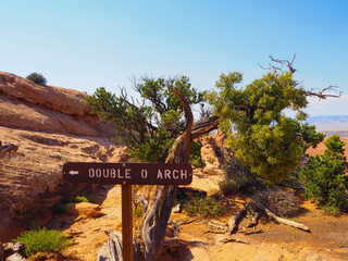 Double O arches in  Arches national park, Utah, USA